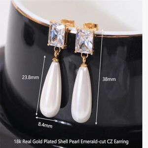 Elegant Gold and White Drop Earrings